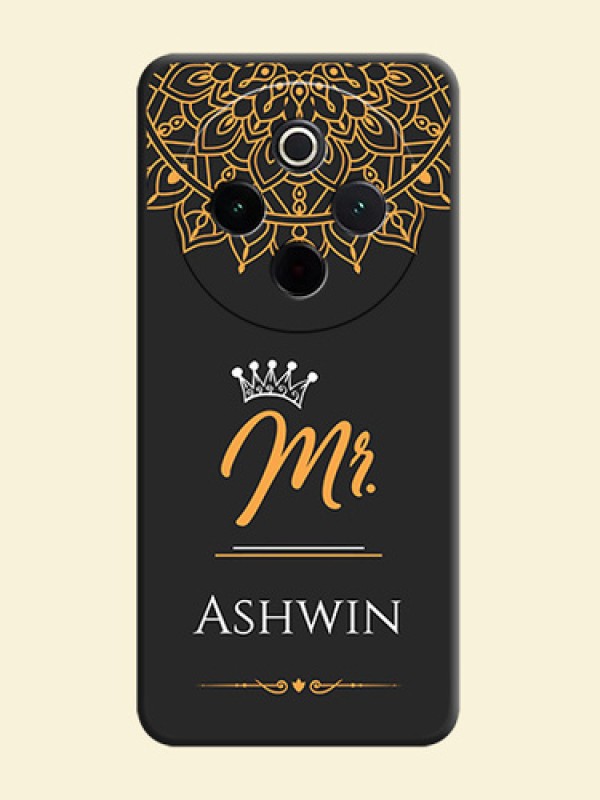 Mr Name with Floral Design On Space Black Custom Soft Matte Mobile Back Cover - Vivo T4 5G