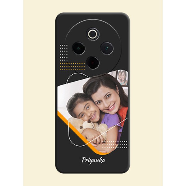 Yellow Triangle on Photo On Space Black Custom Soft Matte Mobile Back Cover - Vivo T4 5G Yellow Triangle on Photo On Space Black Custom Soft Matte Mobile Back Cover - Vivo T4 5G