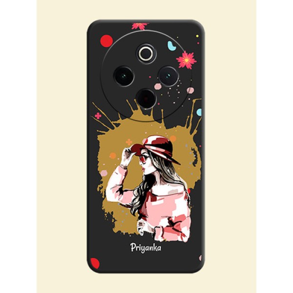 Mordern Lady With Color Splash Background With Custom Text On Space Black Custom Soft Matte Mobile Back Cover - Vivo T4 5G