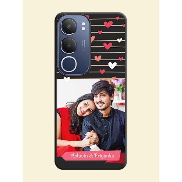 Love Pattern with Name on Pink Ribbon on Photo On Space Black Custom Soft Matte Mobile Back Cover - Vivo T4 Lite Love Pattern with Name on Pink Ribbon on Photo On Space Black Custom Soft Matte Mobile Back Cover - Vivo T4 Lite