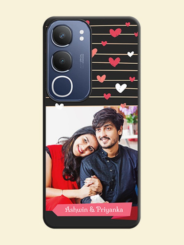 Love Pattern with Name on Pink Ribbon on Photo On Space Black Custom Soft Matte Mobile Back Cover - Vivo T4 Lite
