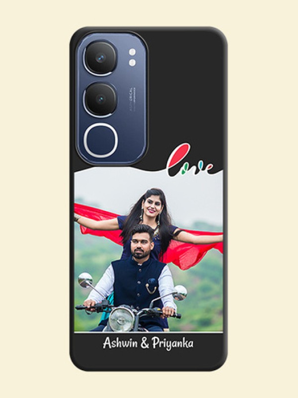 Fall in Love Pattern with Picture on Photo On Space Black Custom Soft Matte Mobile Back Cover - Vivo T4 Lite