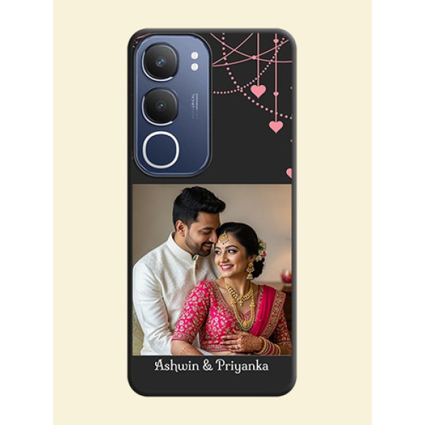 Pink Love Hangings with Text On Space Black Custom Soft Matte Mobile Back Cover - Vivo T4 Lite Pink Love Hangings with Text On Space Black Custom Soft Matte Mobile Back Cover - Vivo T4 Lite
