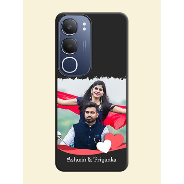 Pin Color Love Shaped Ribbon Design with Text On Space Black Custom Soft Matte Mobile Back Cover - Vivo T4 Lite