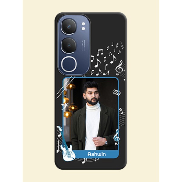Musical Theme Design with Text on Photo On Space Black Custom Soft Matte Mobile Back Cover - Vivo T4 Lite
