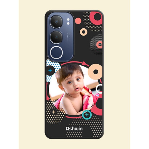 Multicoloured Round Image On Space Black Custom Soft Matte Mobile Back Cover - Vivo T4 Lite Multicoloured Round Image On Space Black Custom Soft Matte Mobile Back Cover - Vivo T4 Lite