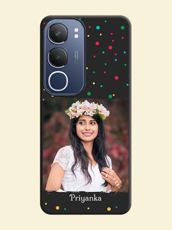 Multicolor Dotted Pattern with Text On Space Black Custom Soft Matte Mobile Back Cover - Vivo T4 Lite