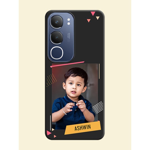 Photo Frame with Triangle Small Dots on Photo On Space Black Custom Soft Matte Mobile Back Cover - Vivo T4 Lite Photo Frame with Triangle Small Dots on Photo On Space Black Custom Soft Matte Mobile Back Cover - Vivo T4 Lite
