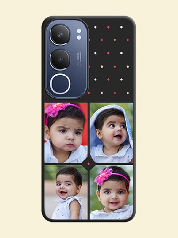 Multicolor Dotted Pattern with 4 Image Holder On Space Black Custom Soft Matte Mobile Back Cover - Vivo T4 Lite