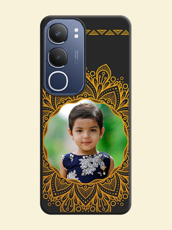 Round Image with Floral Design On Space Black Custom Soft Matte Mobile Back Cover - Vivo T4 Lite