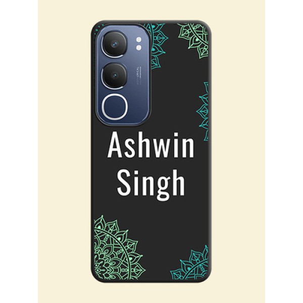Your Name with Floral Design On Space Black Custom Soft Matte Mobile Back Cover - Vivo T4 Lite Your Name with Floral Design On Space Black Custom Soft Matte Mobile Back Cover - Vivo T4 Lite