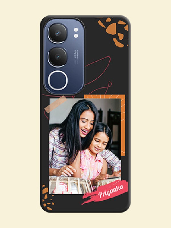 Orange Photo Frame On Space Black Custom Soft Matte Mobile Back Cover - Vivo T4 Lite