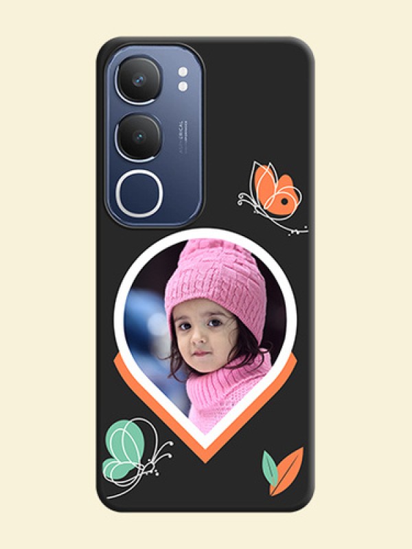 Upload Pic With Simple Butterly Design On Space Black Custom Soft Matte Mobile Back Cover - Vivo T4 Lite