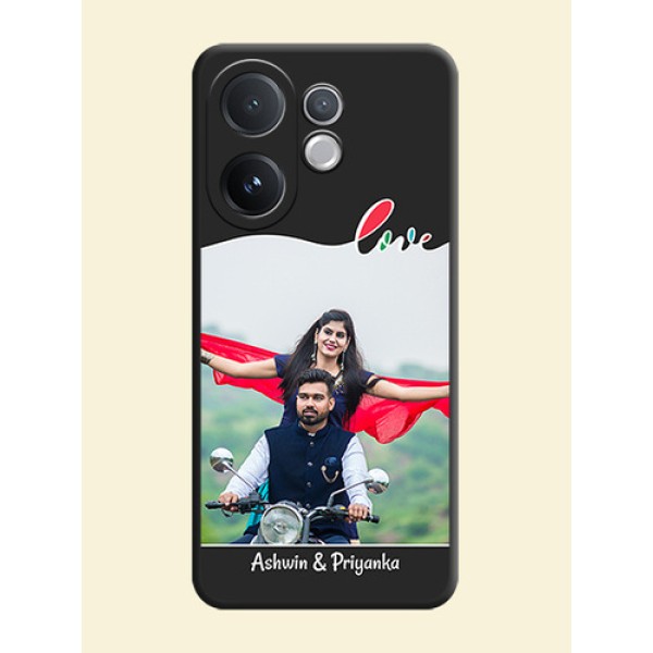 Fall in Love Pattern with Picture on Photo On Space Black Custom Soft Matte Mobile Back Cover - Vivo T4 Pro 5G Fall in Love Pattern with Picture on Photo On Space Black Custom Soft Matte Mobile Back Cover - Vivo T4 Pro 5G