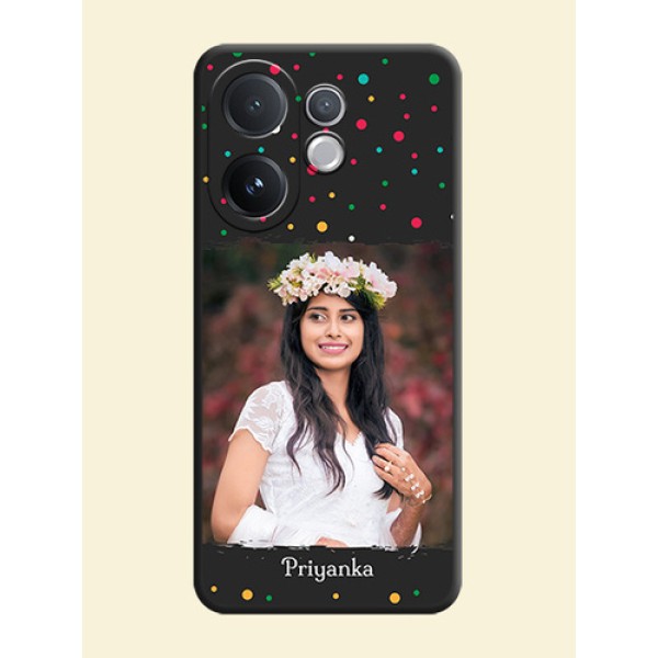 Multicolor Dotted Pattern with Text On Space Black Custom Soft Matte Mobile Back Cover - Vivo T4 Pro 5G Multicolor Dotted Pattern with Text On Space Black Custom Soft Matte Mobile Back Cover - Vivo T4 Pro 5G