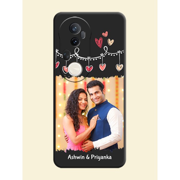 Pink Love Hangings with Name On Space Black Custom Soft Matte Mobile Back Cover - Vivo T4 Ultra 5G Pink Love Hangings with Name On Space Black Custom Soft Matte Mobile Back Cover - Vivo T4 Ultra 5G