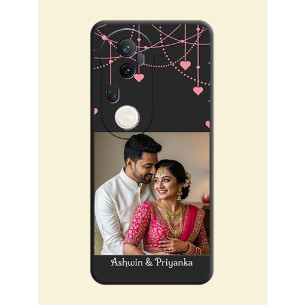Pink Love Hangings with Text On Space Black Custom Soft Matte Mobile Back Cover - Vivo T4 Ultra 5G Pink Love Hangings with Text On Space Black Custom Soft Matte Mobile Back Cover - Vivo T4 Ultra 5G