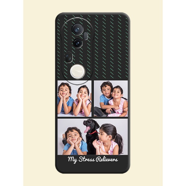 Cross Dotted Pattern with 2 Image Holder On Space Black Custom Soft Matte Mobile Back Cover - Vivo T4 Ultra 5G Cross Dotted Pattern with 2 Image Holder On Space Black Custom Soft Matte Mobile Back Cover - Vivo T4 Ultra 5G