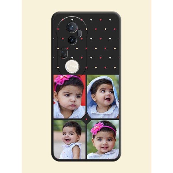 Multicolor Dotted Pattern with 4 Image Holder On Space Black Custom Soft Matte Mobile Back Cover - Vivo T4 Ultra 5G Multicolor Dotted Pattern with 4 Image Holder On Space Black Custom Soft Matte Mobile Back Cover - Vivo T4 Ultra 5G