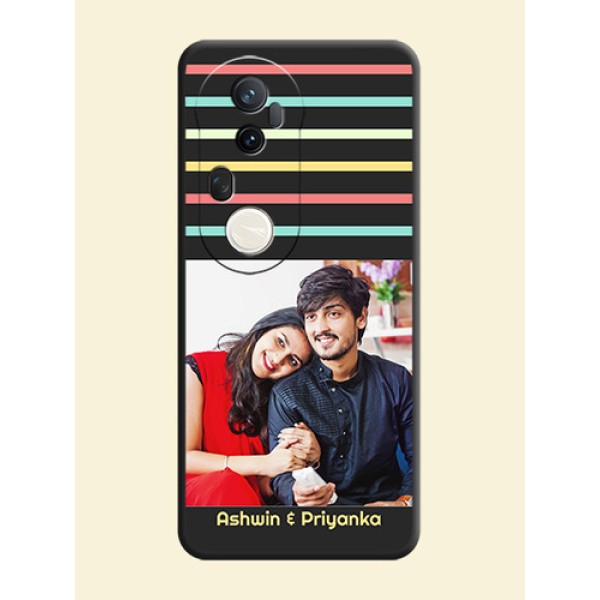 Color Stripes with Photo and Text on Photo On Space Black Custom Soft Matte Mobile Back Cover - Vivo T4 Ultra 5G Color Stripes with Photo and Text on Photo On Space Black Custom Soft Matte Mobile Back Cover - Vivo T4 Ultra 5G