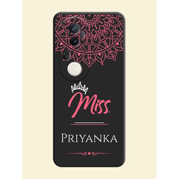 Mrs Name with Floral Design On Space Black Custom Soft Matte Mobile Back Cover - Vivo T4 Ultra 5G Mrs Name with Floral Design On Space Black Custom Soft Matte Mobile Back Cover - Vivo T4 Ultra 5G