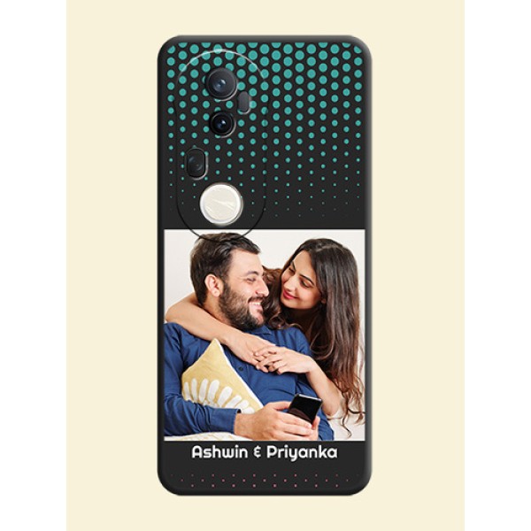 Faded Dots with Grunge Photo Frame and Text On Space Black Custom Soft Matte Mobile Back Cover - Vivo T4 Ultra 5G Faded Dots with Grunge Photo Frame and Text On Space Black Custom Soft Matte Mobile Back Cover - Vivo T4 Ultra 5G