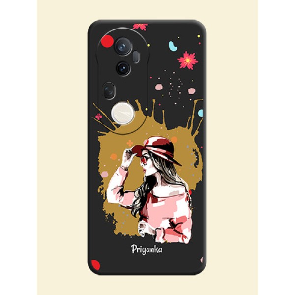 Mordern Lady With Color Splash Background With Custom Text On Space Black Custom Soft Matte Mobile Back Cover - Vivo T4 Ultra 5G