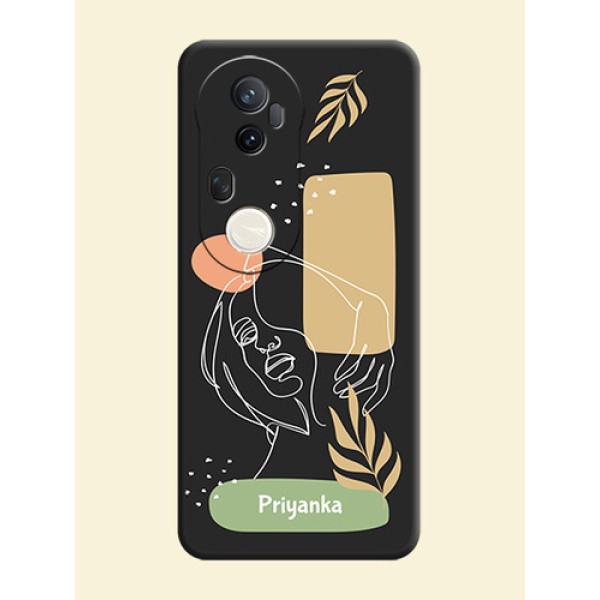 Custom Text With Line Art Of Women & Leaves Design On Space Black Custom Soft Matte Mobile Back Cover - Vivo T4 Ultra 5G Custom Text With Line Art Of Women & Leaves Design On Space Black Custom Soft Matte Mobile Back Cover - Vivo T4 Ultra 5G