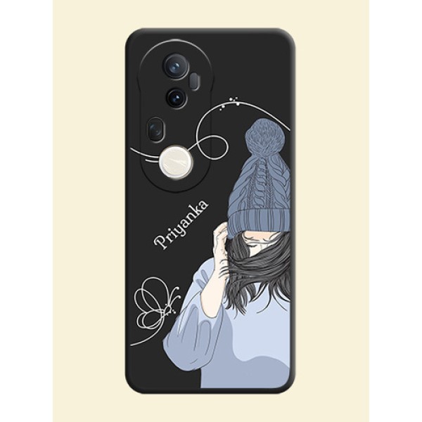 Girl With Blue Winter Outfiit Custom Text Design On Space Black Custom Soft Matte Mobile Back Cover - Vivo T4 Ultra 5G Girl With Blue Winter Outfiit Custom Text Design On Space Black Custom Soft Matte Mobile Back Cover - Vivo T4 Ultra 5G