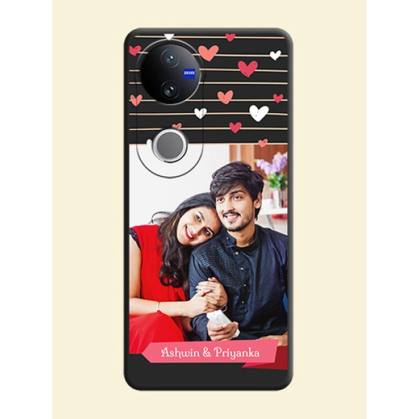 Love Pattern with Name on Pink Ribbon on Photo On Space Black Custom Soft Matte Mobile Back Cover - Vivo T4R 5G Love Pattern with Name on Pink Ribbon on Photo On Space Black Custom Soft Matte Mobile Back Cover - Vivo T4R 5G