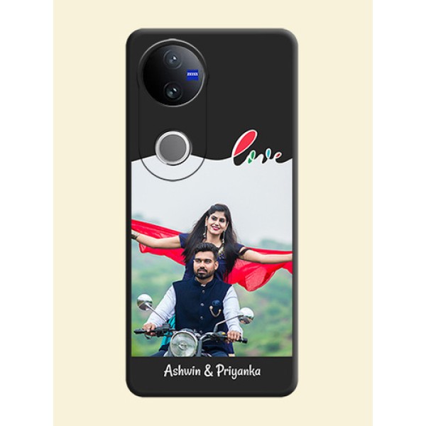 Fall in Love Pattern with Picture on Photo On Space Black Custom Soft Matte Mobile Back Cover - Vivo T4R 5G Fall in Love Pattern with Picture on Photo On Space Black Custom Soft Matte Mobile Back Cover - Vivo T4R 5G