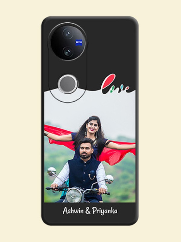 Fall in Love Pattern with Picture on Photo On Space Black Custom Soft Matte Mobile Back Cover - Vivo T4R 5G