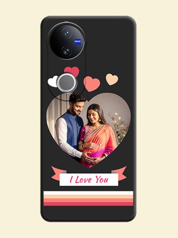 Love Shaped Photo with Colorful Stripes On Space Black Custom Soft Matte Mobile Back Cover - Vivo T4R 5G