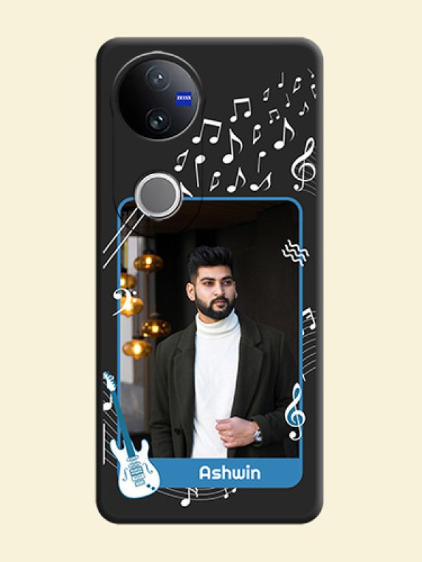 Musical Theme Design with Text on Photo On Space Black Custom Soft Matte Mobile Back Cover - Vivo T4R 5G