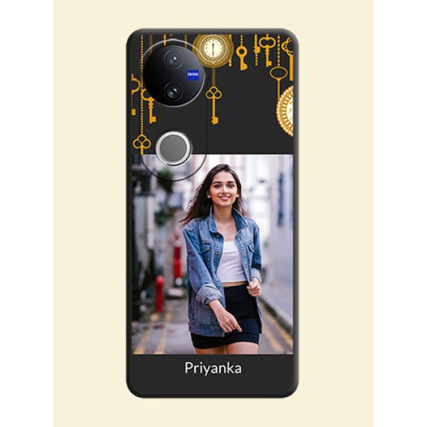 Decorative Design with Text On Space Black Custom Soft Matte Mobile Back Cover - Vivo T4R 5G