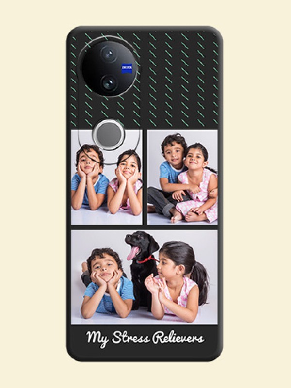 Cross Dotted Pattern with 2 Image Holder On Space Black Custom Soft Matte Mobile Back Cover - Vivo T4R 5G