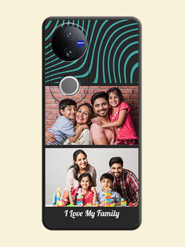 Wave Pattern with 2 Image Holder On Space Black Custom Soft Matte Mobile Back Cover - Vivo T4R 5G