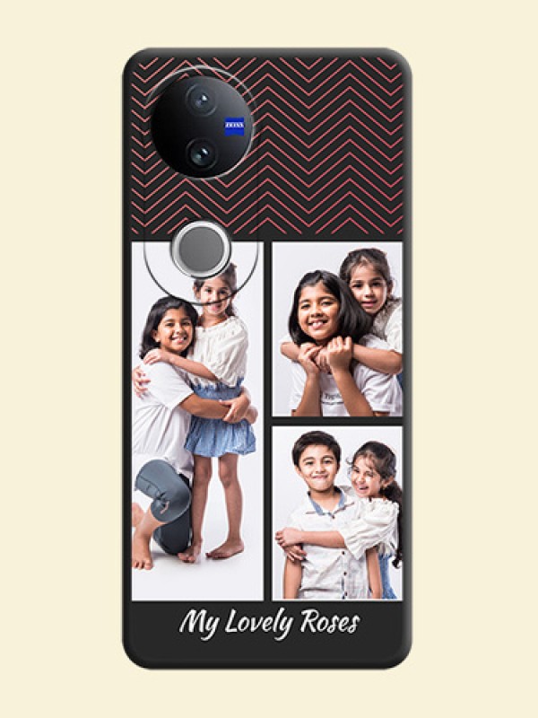 Wave Pattern with 3 Image Holder On Space Black Custom Soft Matte Mobile Back Cover - Vivo T4R 5G