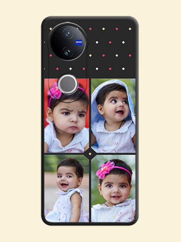 Multicolor Dotted Pattern with 4 Image Holder On Space Black Custom Soft Matte Mobile Back Cover - Vivo T4R 5G