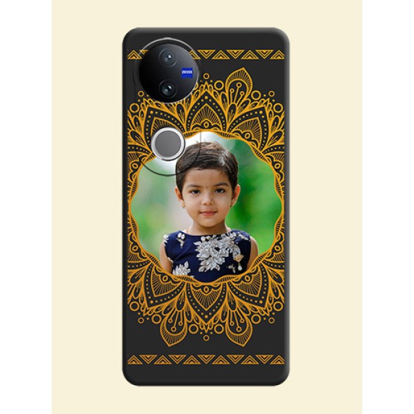 Round Image with Floral Design On Space Black Custom Soft Matte Mobile Back Cover - Vivo T4R 5G Round Image with Floral Design On Space Black Custom Soft Matte Mobile Back Cover - Vivo T4R 5G