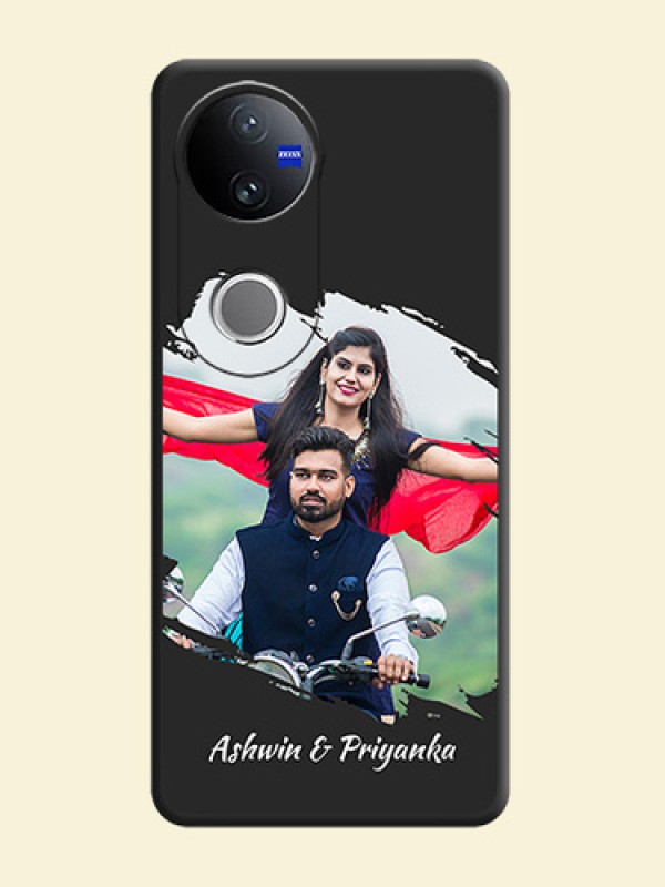 Grunge Brush Strokes on Photo On Space Black Custom Soft Matte Mobile Back Cover - Vivo T4R 5G