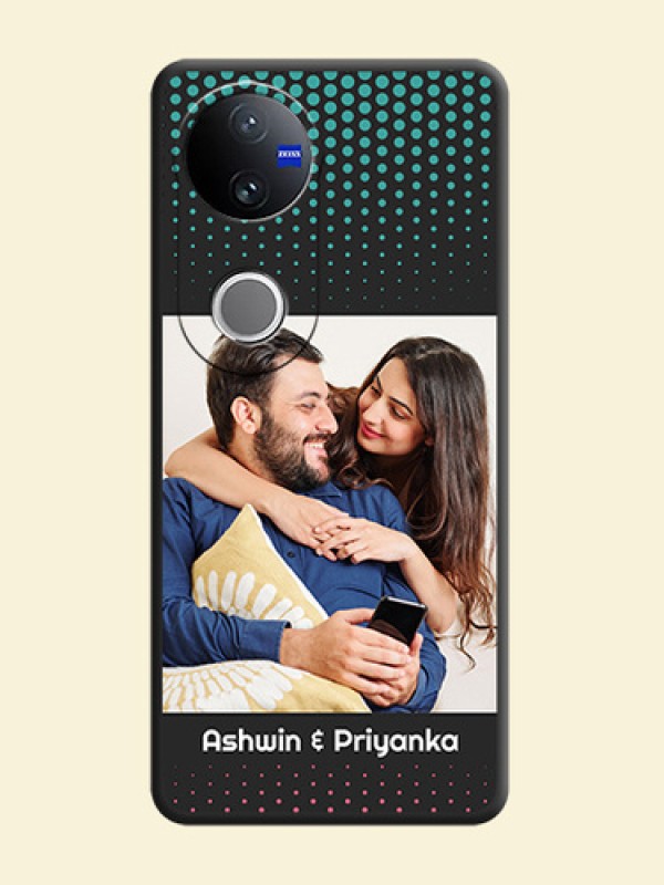 Faded Dots with Grunge Photo Frame and Text On Space Black Custom Soft Matte Mobile Back Cover - Vivo T4R 5G