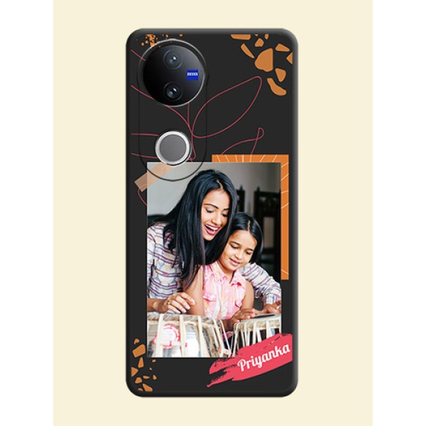 Orange Photo Frame On Space Black Custom Soft Matte Mobile Back Cover - Vivo T4R 5G Orange Photo Frame On Space Black Custom Soft Matte Mobile Back Cover - Vivo T4R 5G