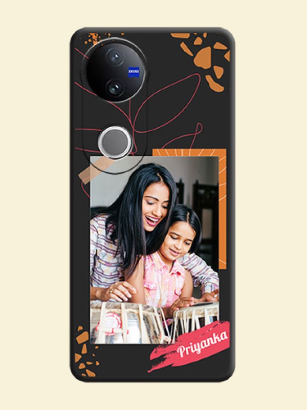 Orange Photo Frame On Space Black Custom Soft Matte Mobile Back Cover - Vivo T4R 5G