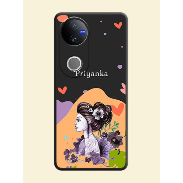 Namecase For Her With Fancy Lady Image On Space Black Custom Soft Matte Mobile Back Cover - Vivo T4R 5G Namecase For Her With Fancy Lady Image On Space Black Custom Soft Matte Mobile Back Cover - Vivo T4R 5G