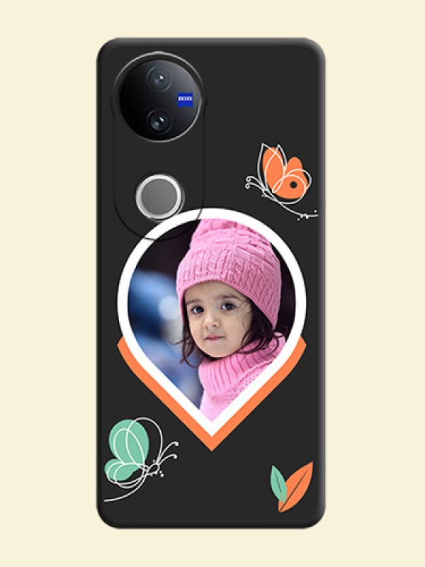 Upload Pic With Simple Butterly Design On Space Black Custom Soft Matte Mobile Back Cover - Vivo T4R 5G