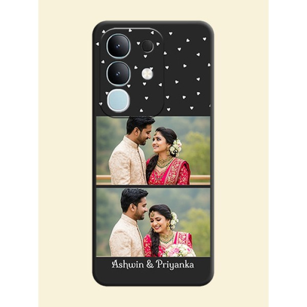 Miniature Love Symbols with Name On Space Black Custom Soft Matte Mobile Back Cover - Vivo T4x 5G Miniature Love Symbols with Name On Space Black Custom Soft Matte Mobile Back Cover - Vivo T4x 5G