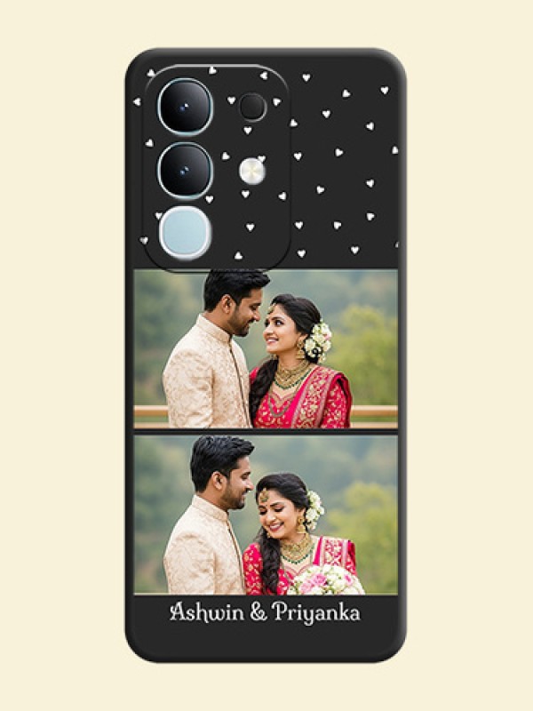Miniature Love Symbols with Name On Space Black Custom Soft Matte Mobile Back Cover - Vivo T4x 5G