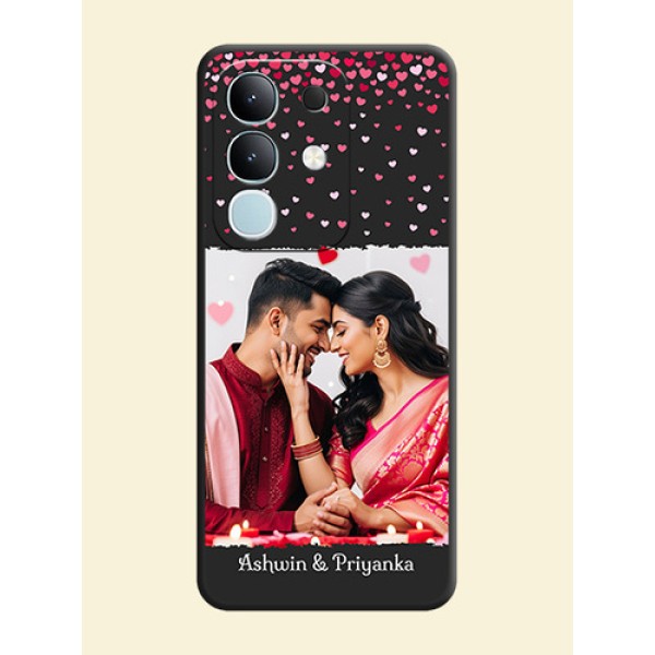 Fall in Love with Your Partner on Photo On Space Black Custom Soft Matte Mobile Back Cover - Vivo T4x 5G Fall in Love with Your Partner on Photo On Space Black Custom Soft Matte Mobile Back Cover - Vivo T4x 5G