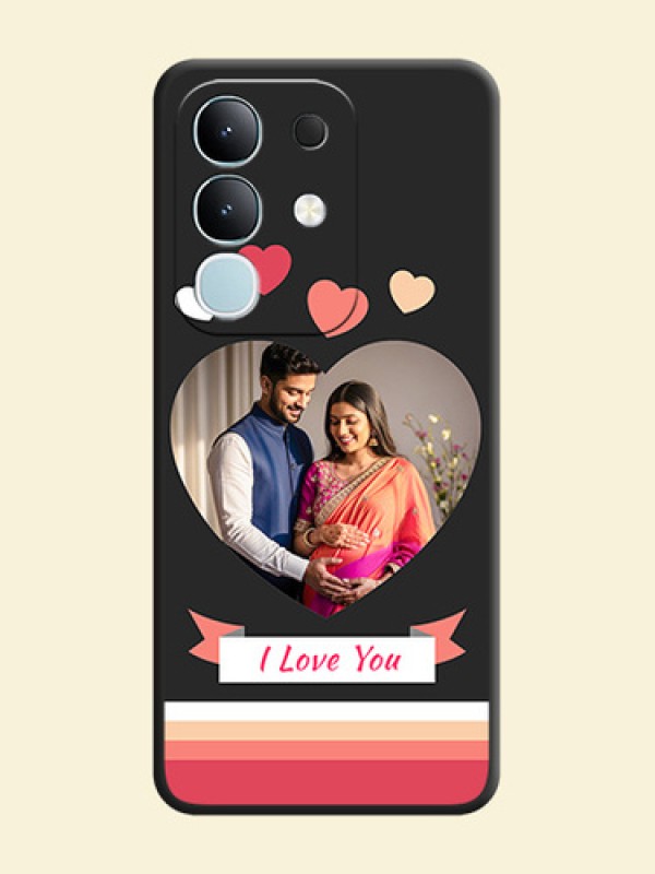Love Shaped Photo with Colorful Stripes On Space Black Custom Soft Matte Mobile Back Cover - Vivo T4x 5G